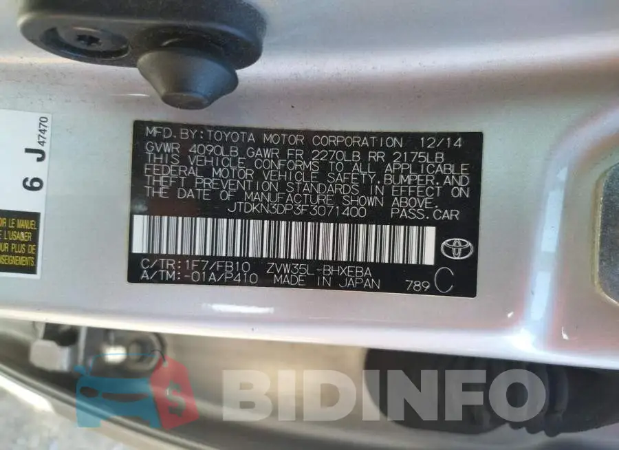 JTDKN3DP3F3071400 Photo# 12