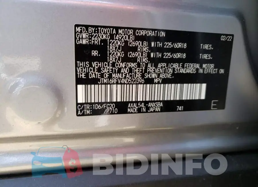 JTM16RFV4ND522396 Photo# 12
