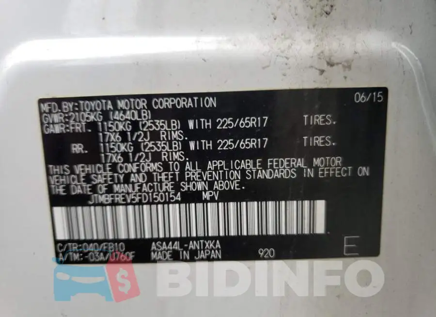 JTMBFREV5FD150154 Photo# 13