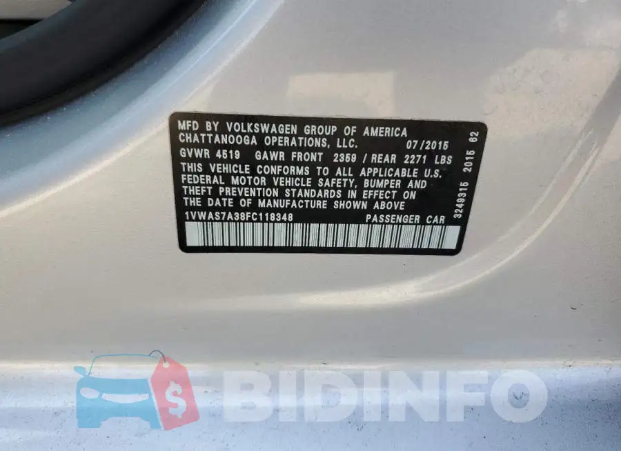 1VWAS7A38FC118348 Photo# 12