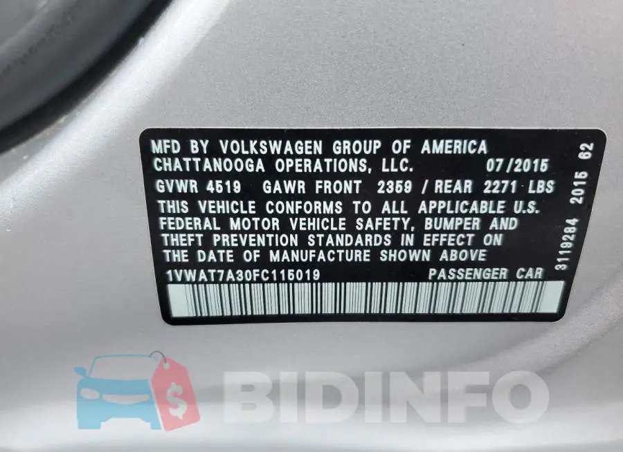 1VWAT7A30FC115019 Photo# 12