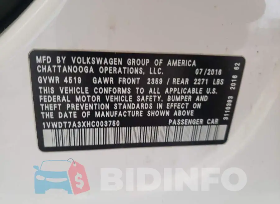 1VWDT7A3XHC003750 Photo# 12