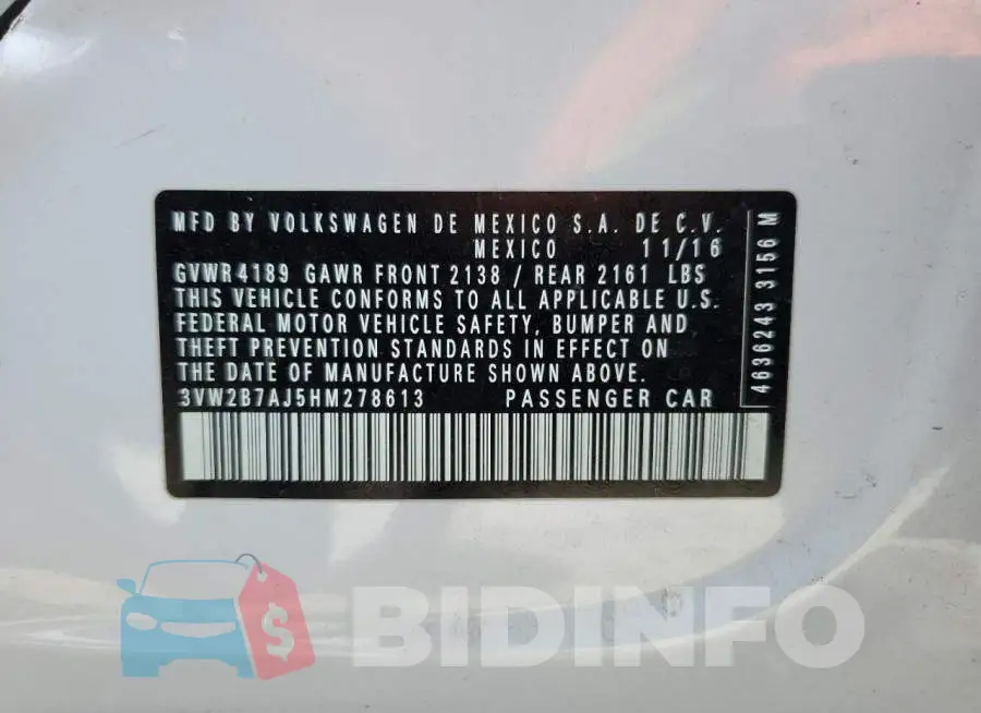 3VW2B7AJ5HM278613 Photo# 12