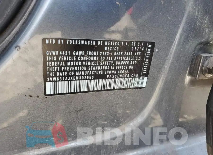 3VW637AJXEM302950 Photo# 12