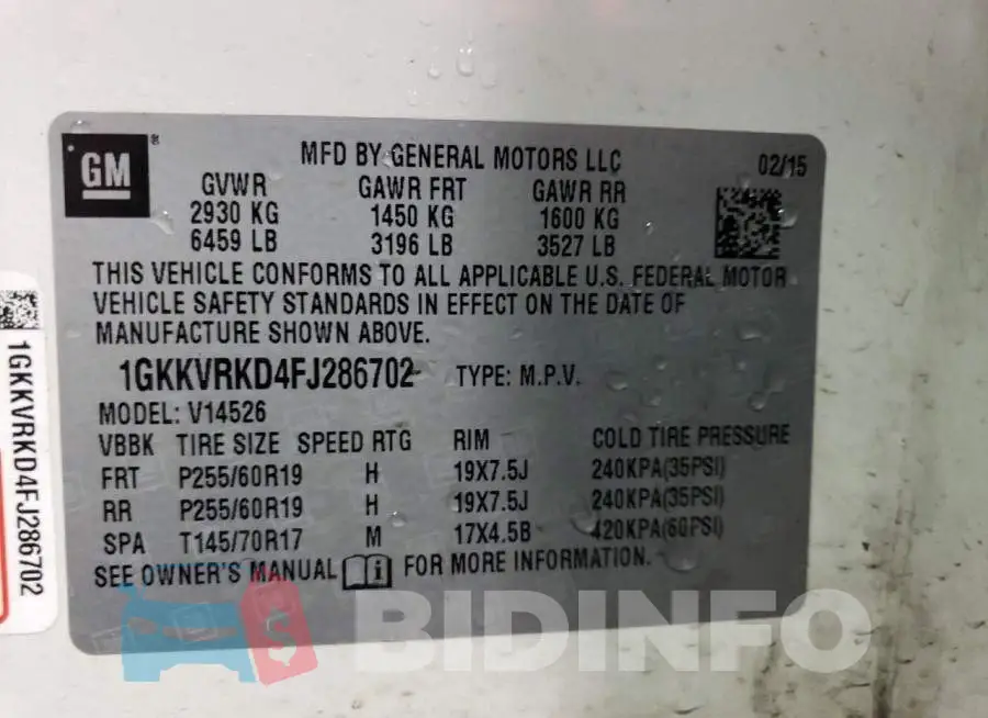 1GKKVRKD4FJ286702 Photo# 13