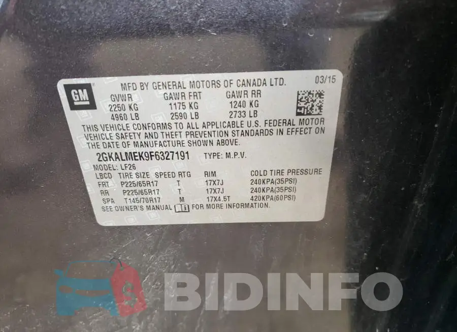 2GKALMEK9F6327191 Photo# 13