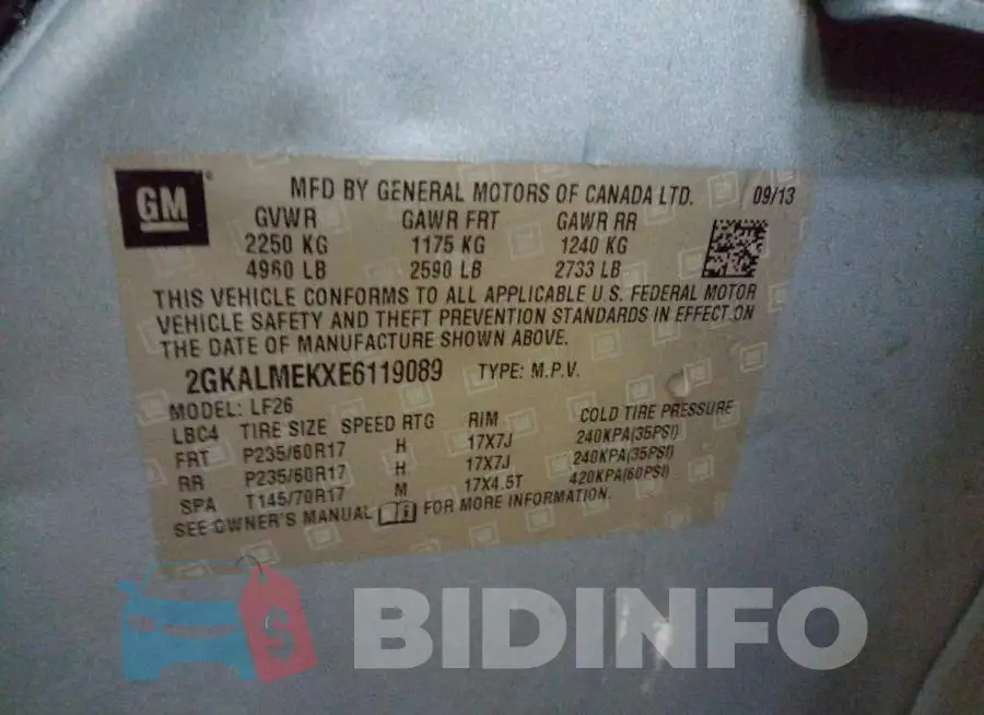 2GKALMEKXE6119089 Photo# 13
