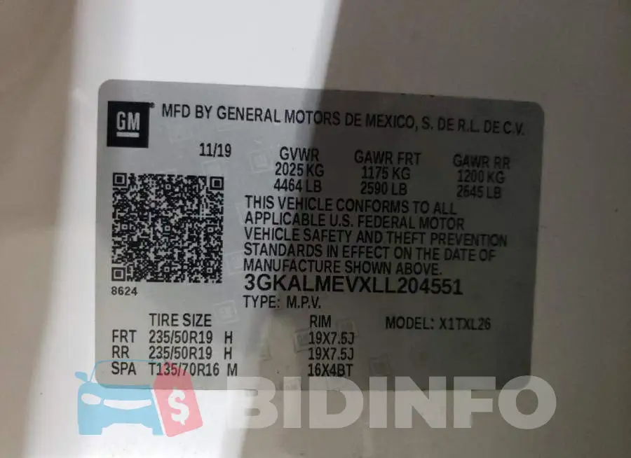 3GKALMEVXLL204551 Photo# 12