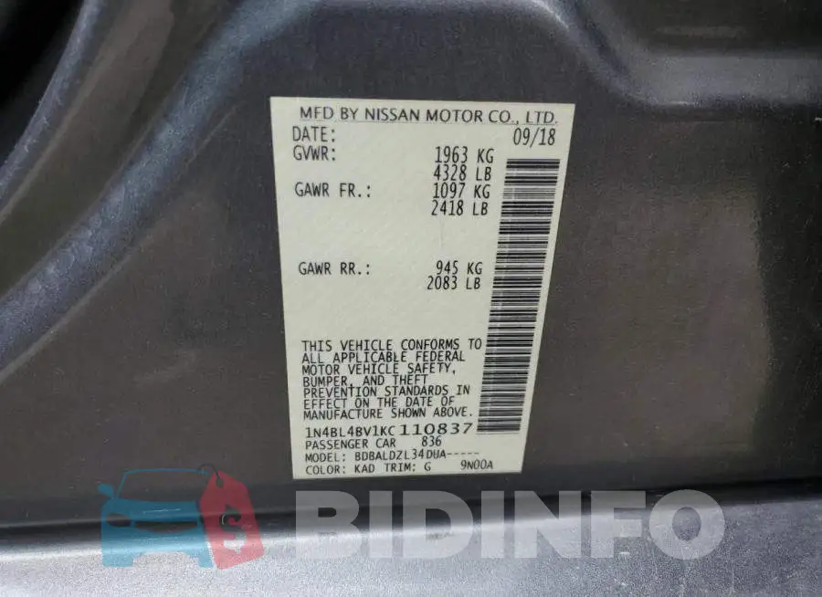 1N4BL4BV1KC110837 Photo# 13
