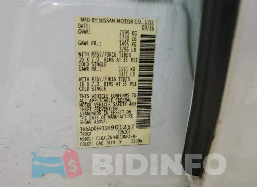 1N6AD0ER1GN901257 Photo# 13