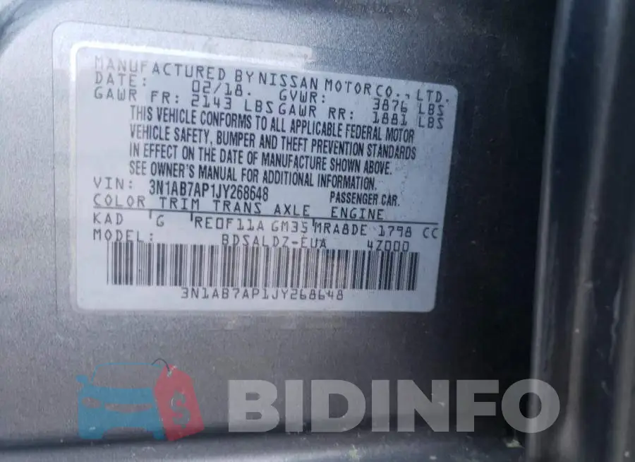 3N1AB7AP1JY268648 Photo# 13