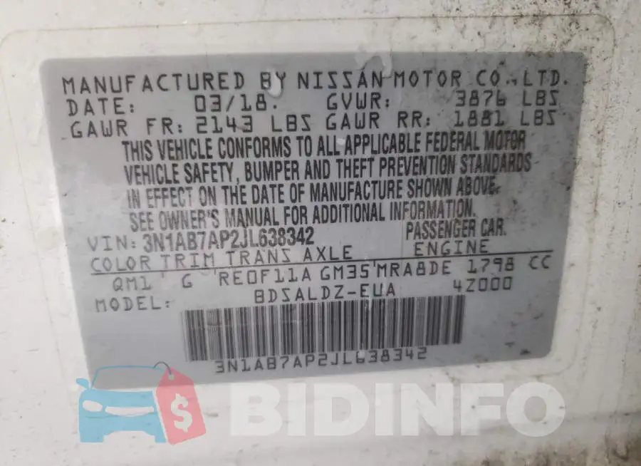 3N1AB7AP2JL638342 Photo# 12