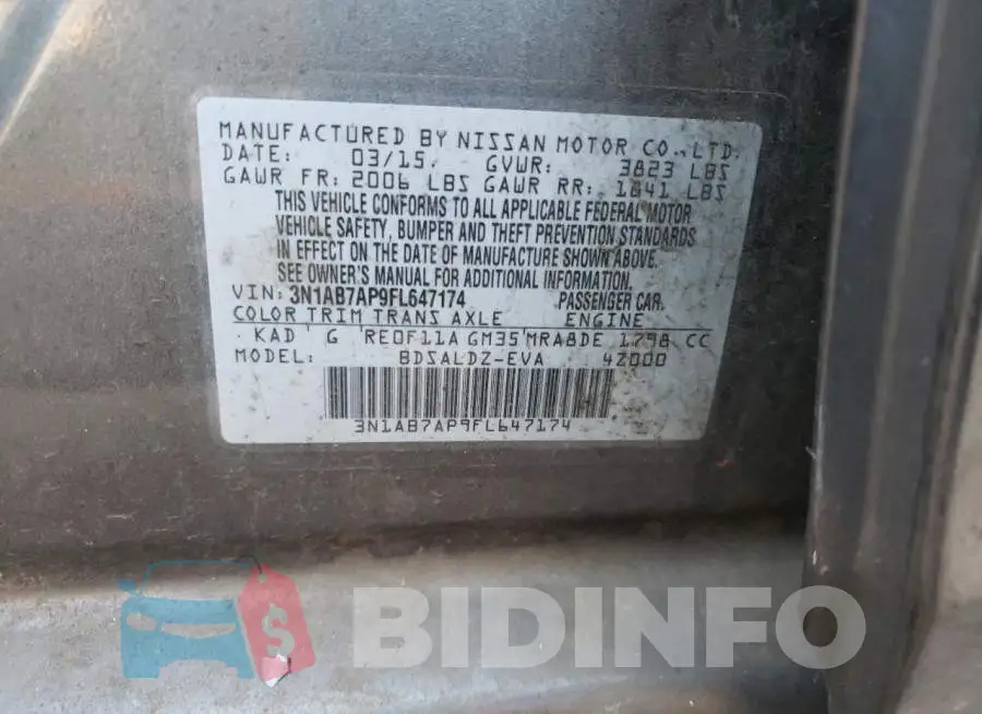 3N1AB7AP9FL647174 Photo# 12