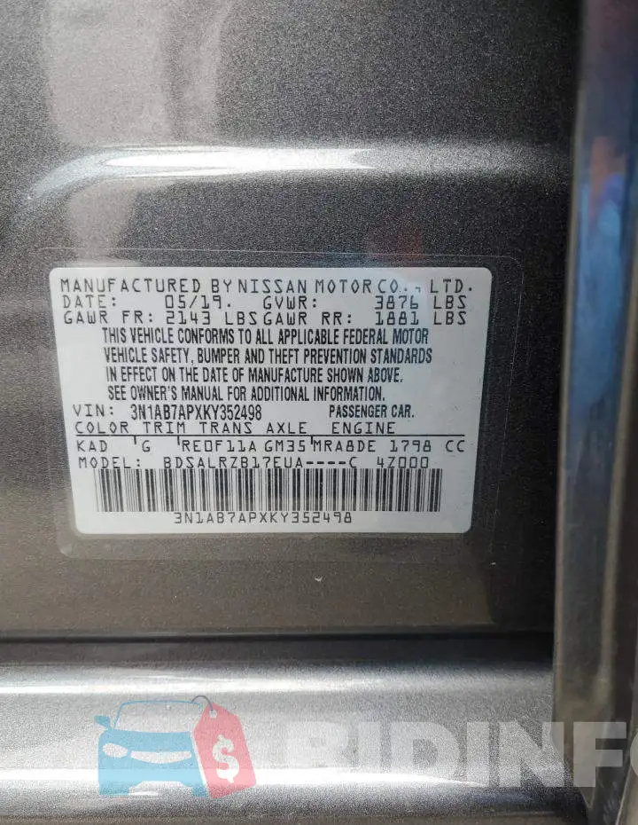 3N1AB7APXKY352498 Photo# 12