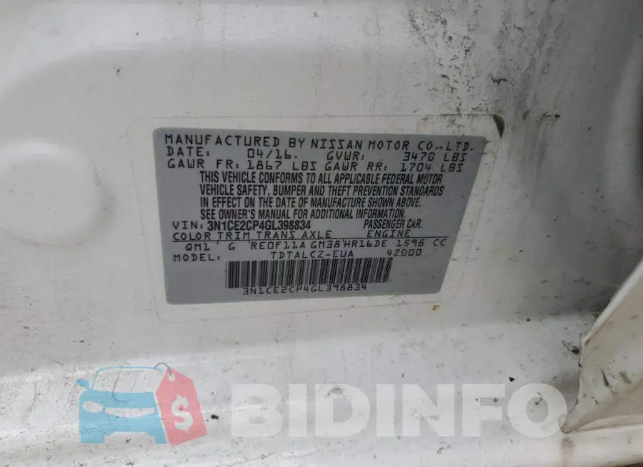 3N1CE2CP4GL398834 Photo# 12