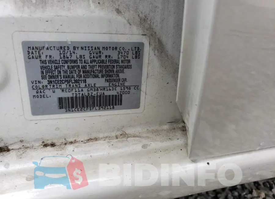 3N1CE2CP5FL392118 Photo# 12