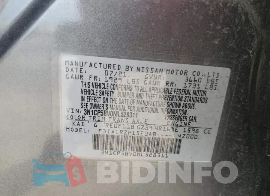 3N1CP5BV0ML528311 Photo# 13
