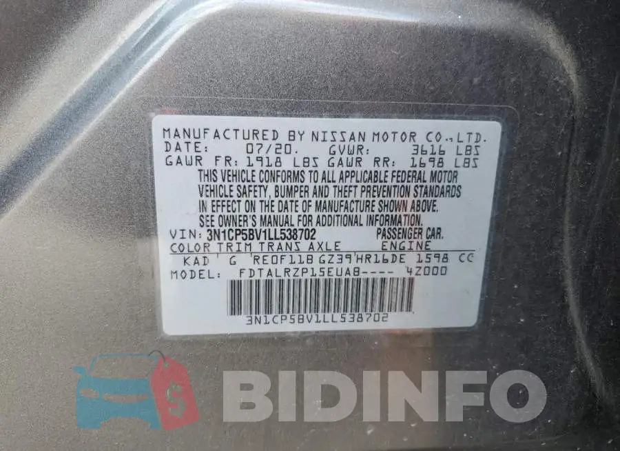 3N1CP5BV1LL538702 Photo# 13