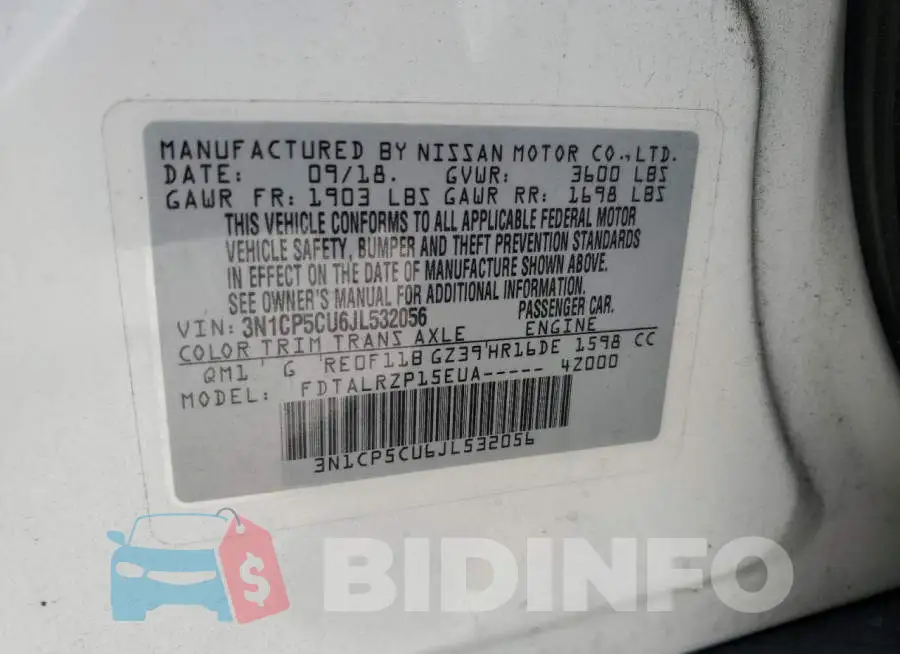 3N1CP5CU6JL532056 Photo# 13
