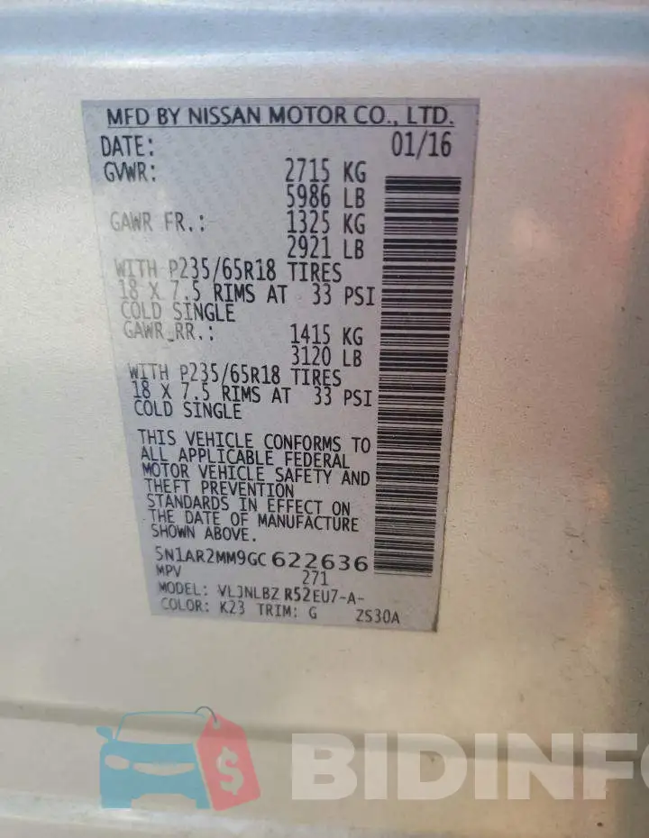 5N1AR2MM9GC622636 Photo# 13