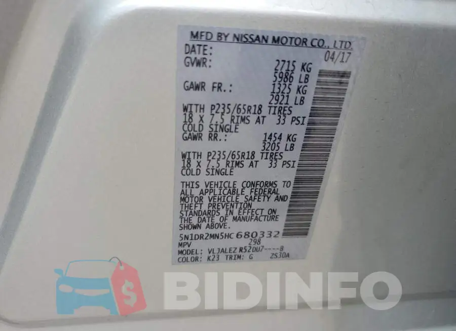 5N1DR2MN5HC680332 Photo# 13