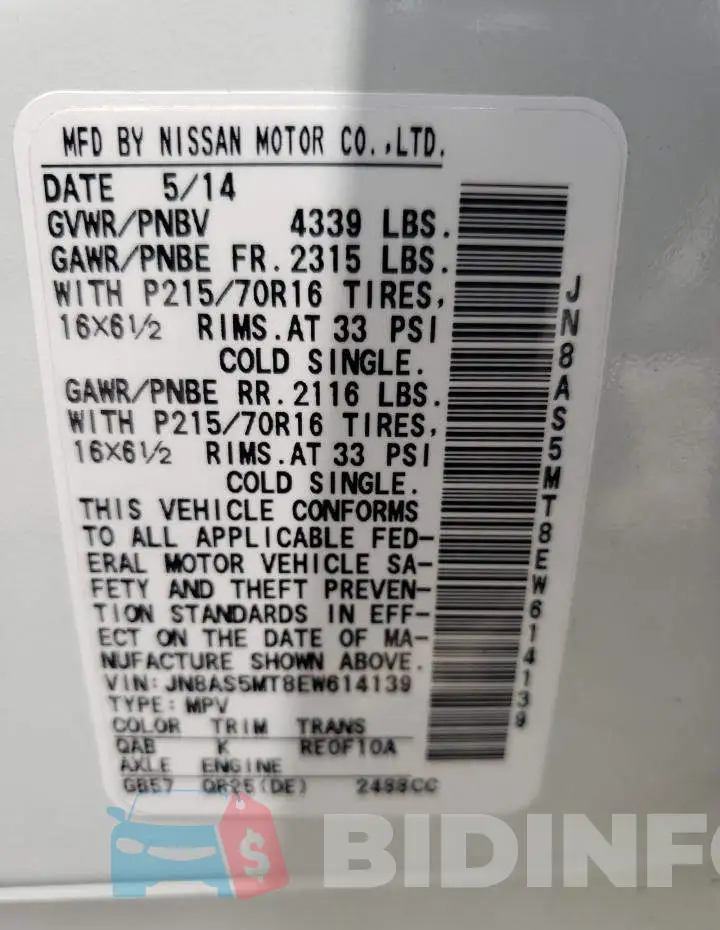JN8AS5MT8EW614139 Photo# 13