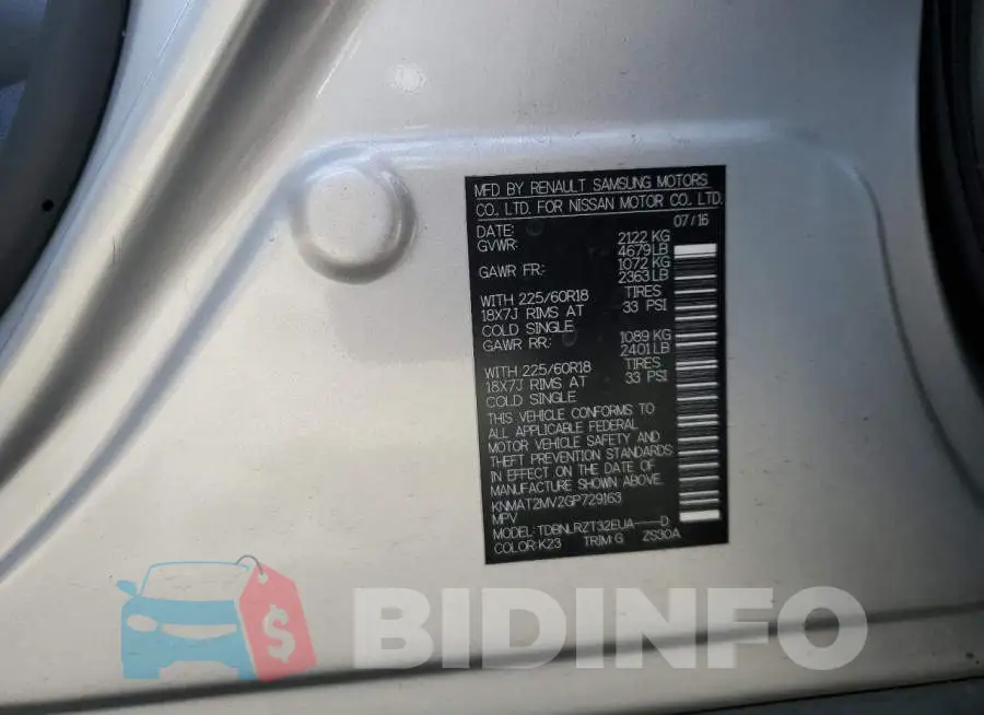 KNMAT2MV2GP729163 Photo# 13