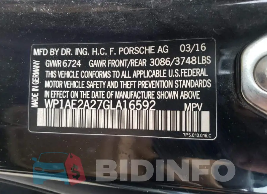 WP1AE2A27GLA16592 Photo# 12