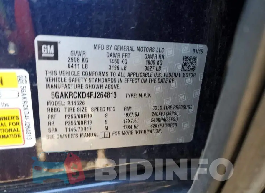 5GAKRCKD4FJ264813 Photo# 10