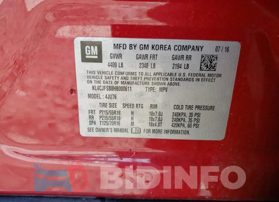 KL4CJFSB8HB000611 Photo# 13