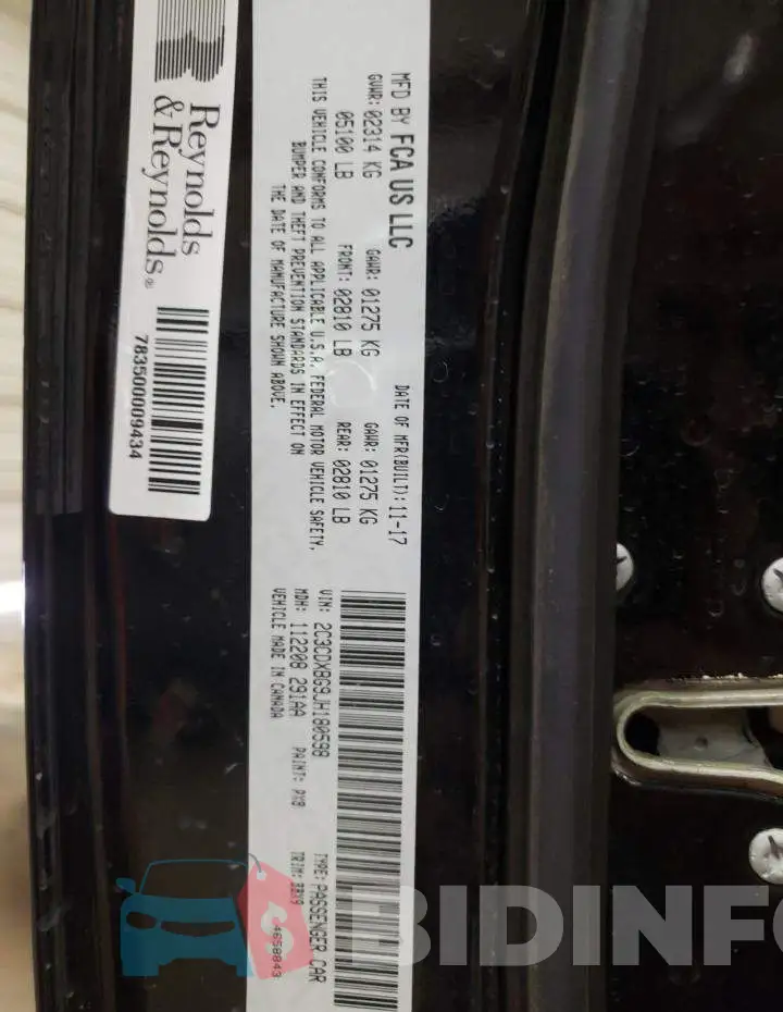 2C3CDXBG9JH180598 Photo# 12