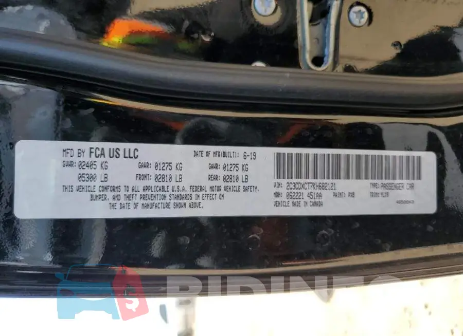 2C3CDXCT7KH682121 Photo# 12