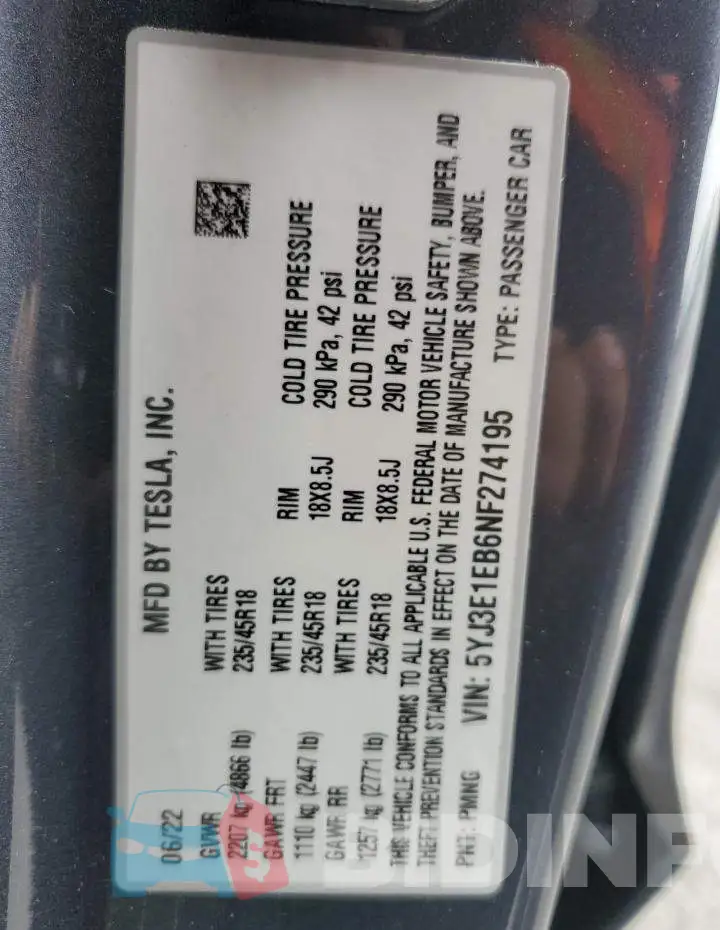 5YJ3E1EB6NF274195 Photo# 13