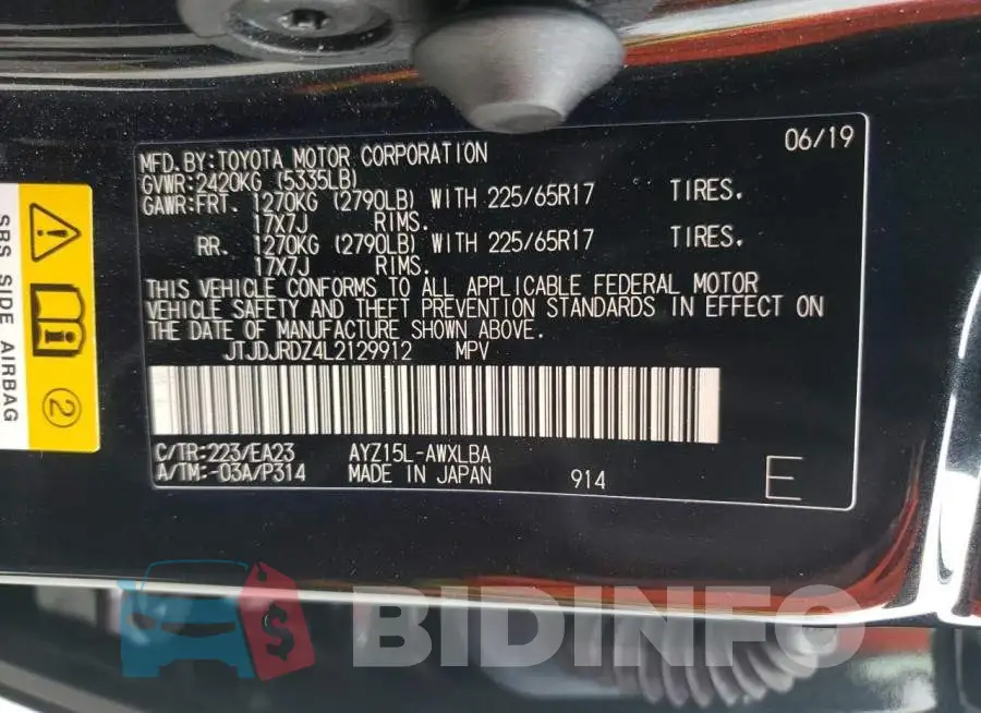 JTJDJRDZ4L2129912 Photo# 14