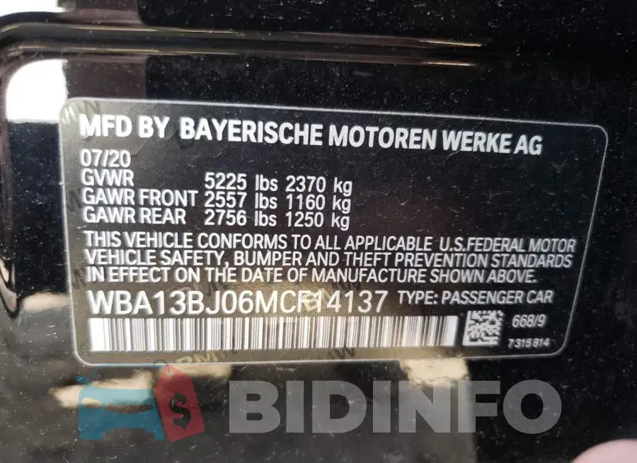 WBA13BJ06MCF14137 Photo# 13