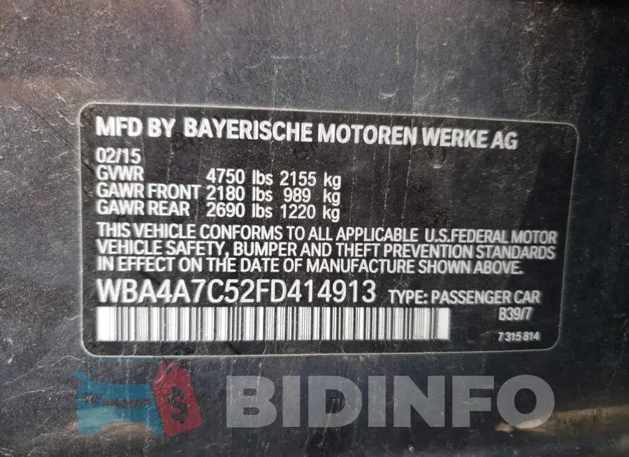 WBA4A7C52FD414913 Photo# 12