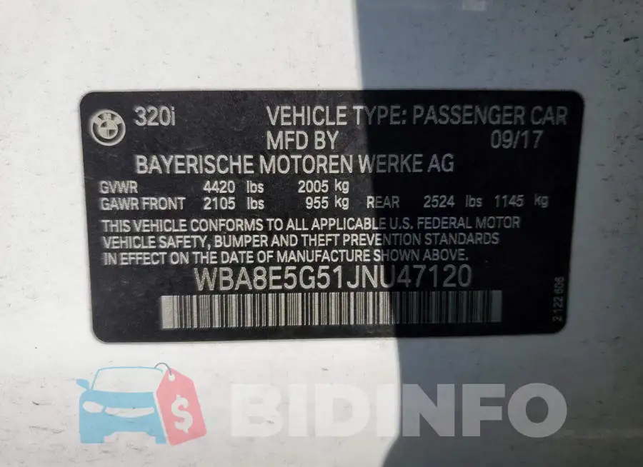 WBA8E5G51JNU47120 Photo# 13
