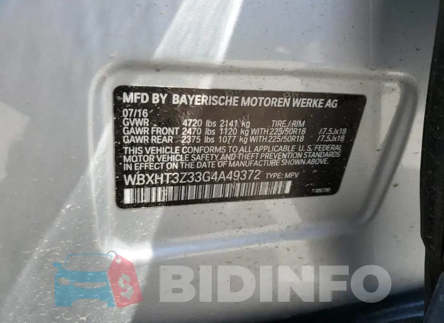 WBXHT3Z33G4A49372 Photo# 12