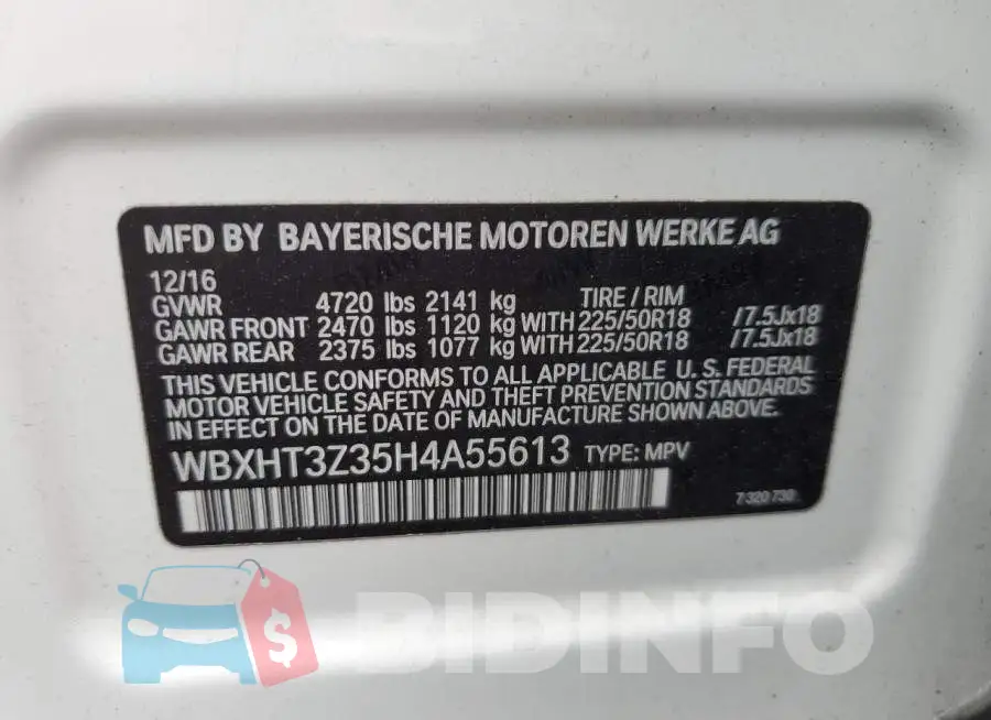 WBXHT3Z35H4A55613 Photo# 14