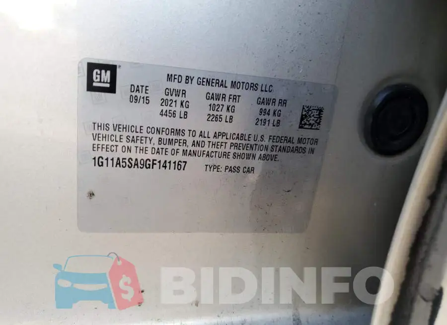 1G11A5SA9GF141167 Photo# 12