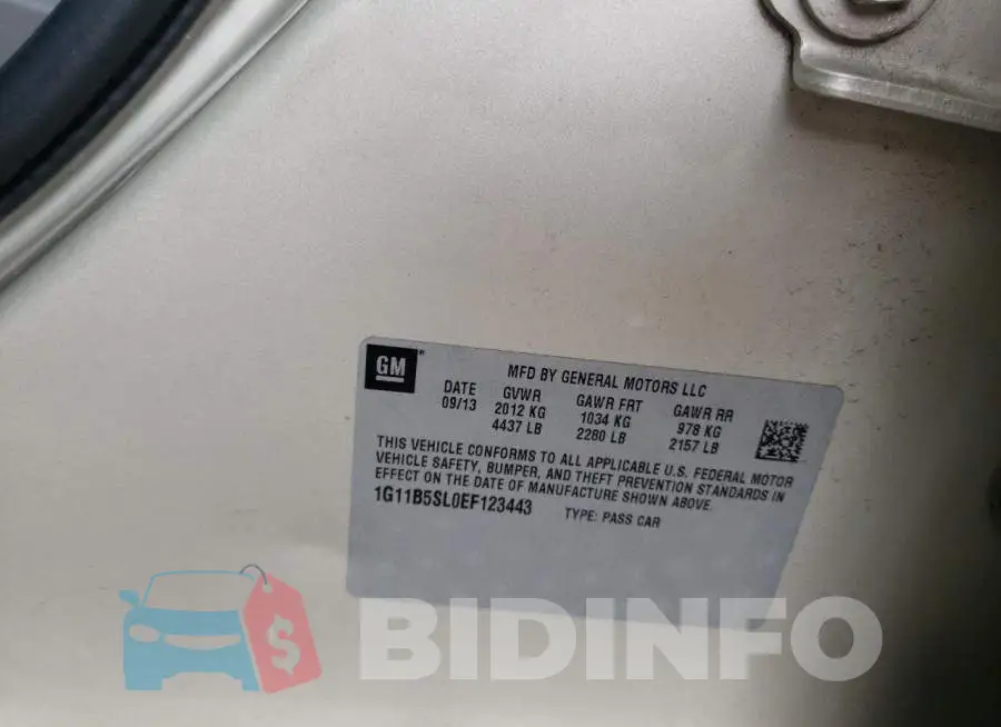 1G11B5SL0EF123443 Photo# 12