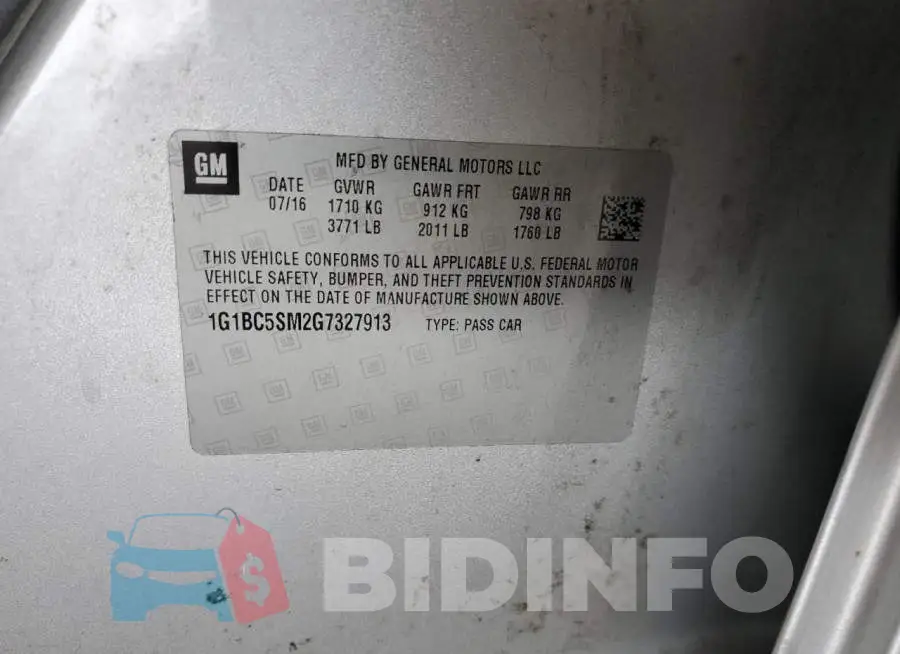 1G1BC5SM2G7327913 Photo# 12