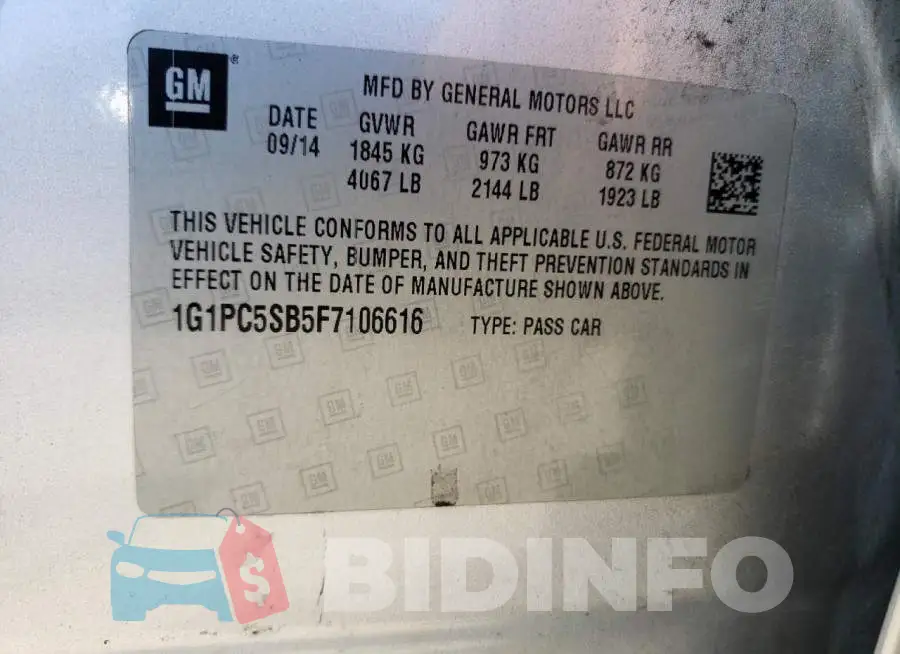 1G1PC5SB5F7106616 Photo# 12