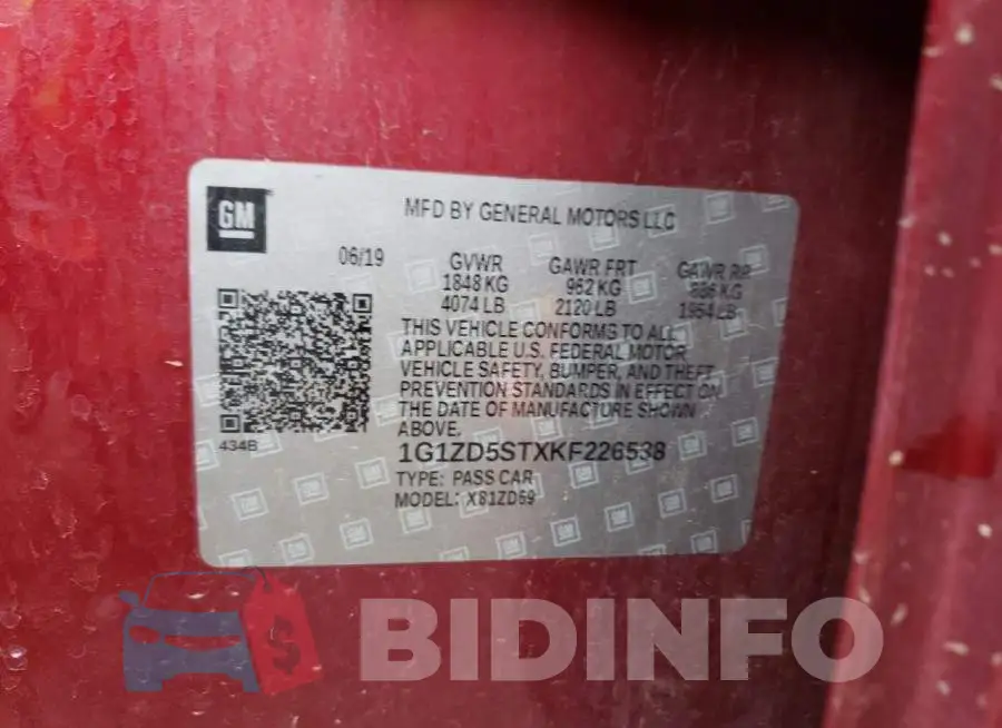1G1ZD5STXKF226538 Photo# 12