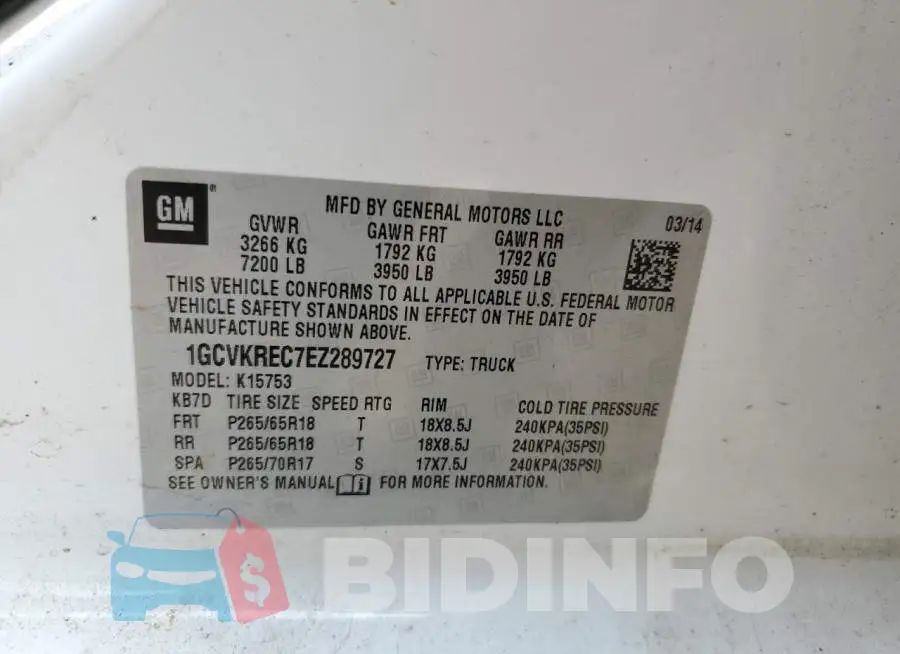 1GCVKREC7EZ289727 Photo# 12