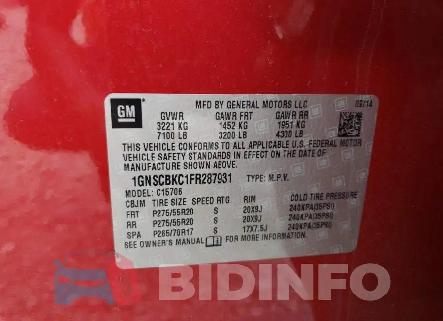 1GNSCBKC1FR287931 Photo# 13