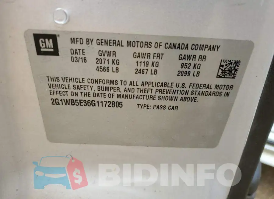 2G1WB5E36G1172805 Photo# 12