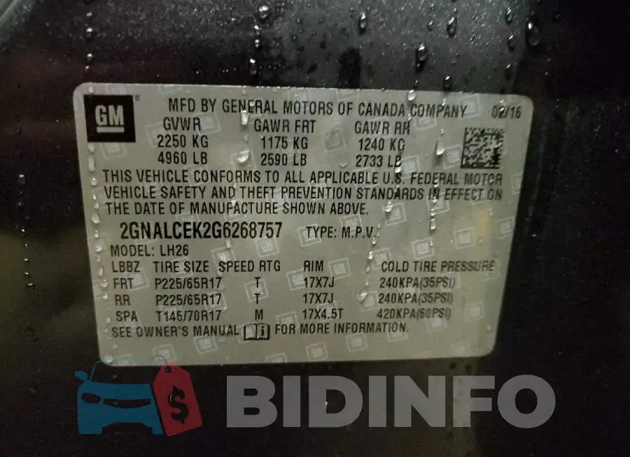 2GNALCEK2G6268757 Photo# 14