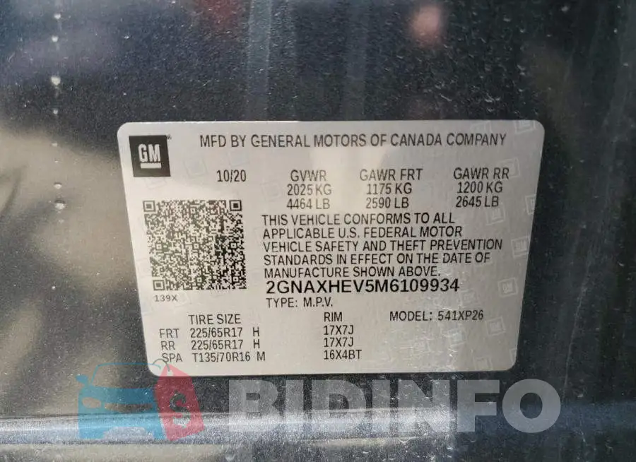 2GNAXHEV5M6109934 Photo# 13