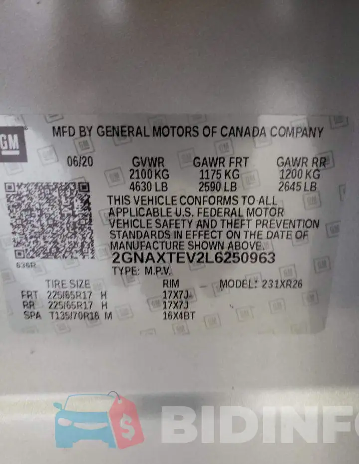 2GNAXTEV2L6250963 Photo# 13